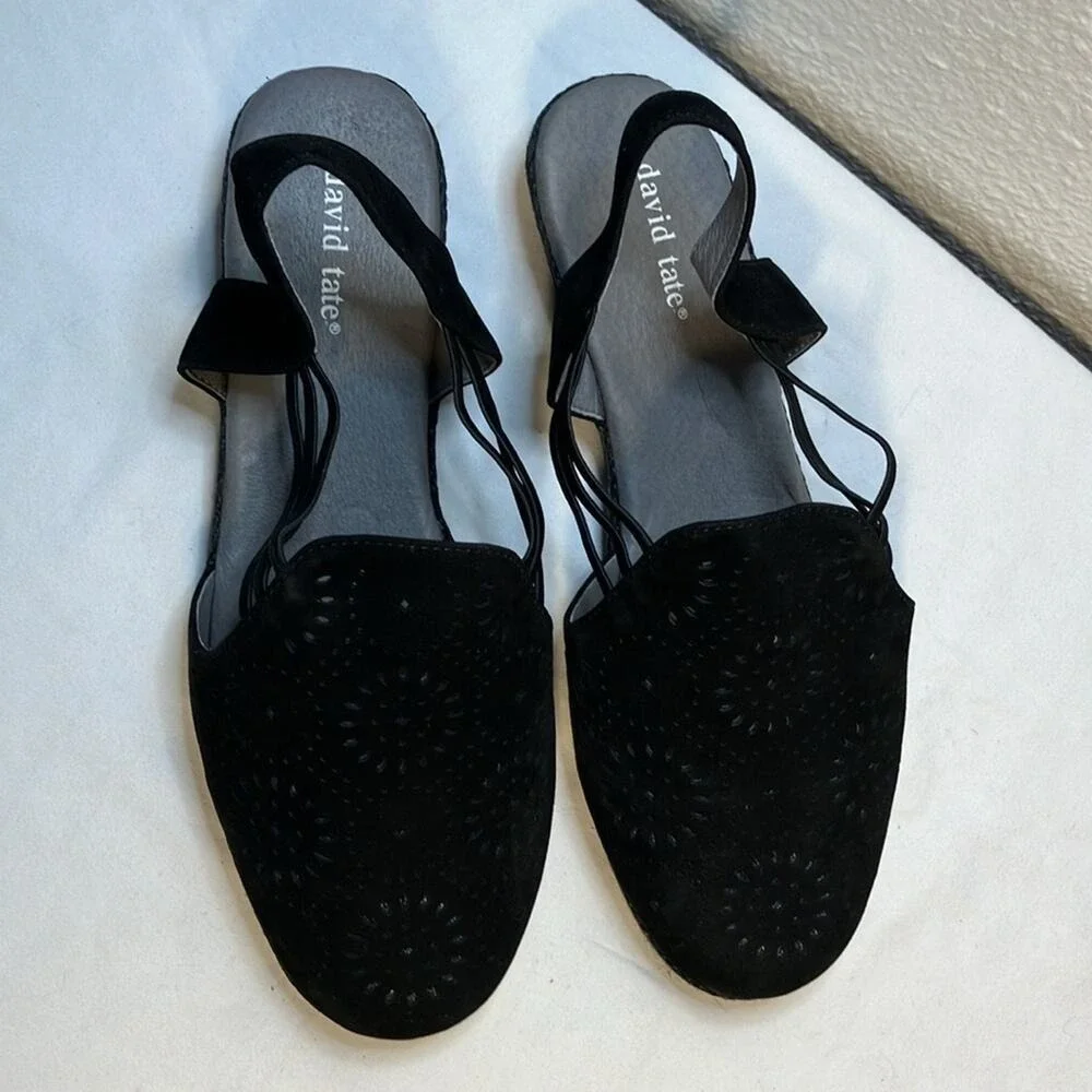 NWOB David Zelma Tate Espadrille‎ Wedge Sandals Leather Casual Comfort Slingback